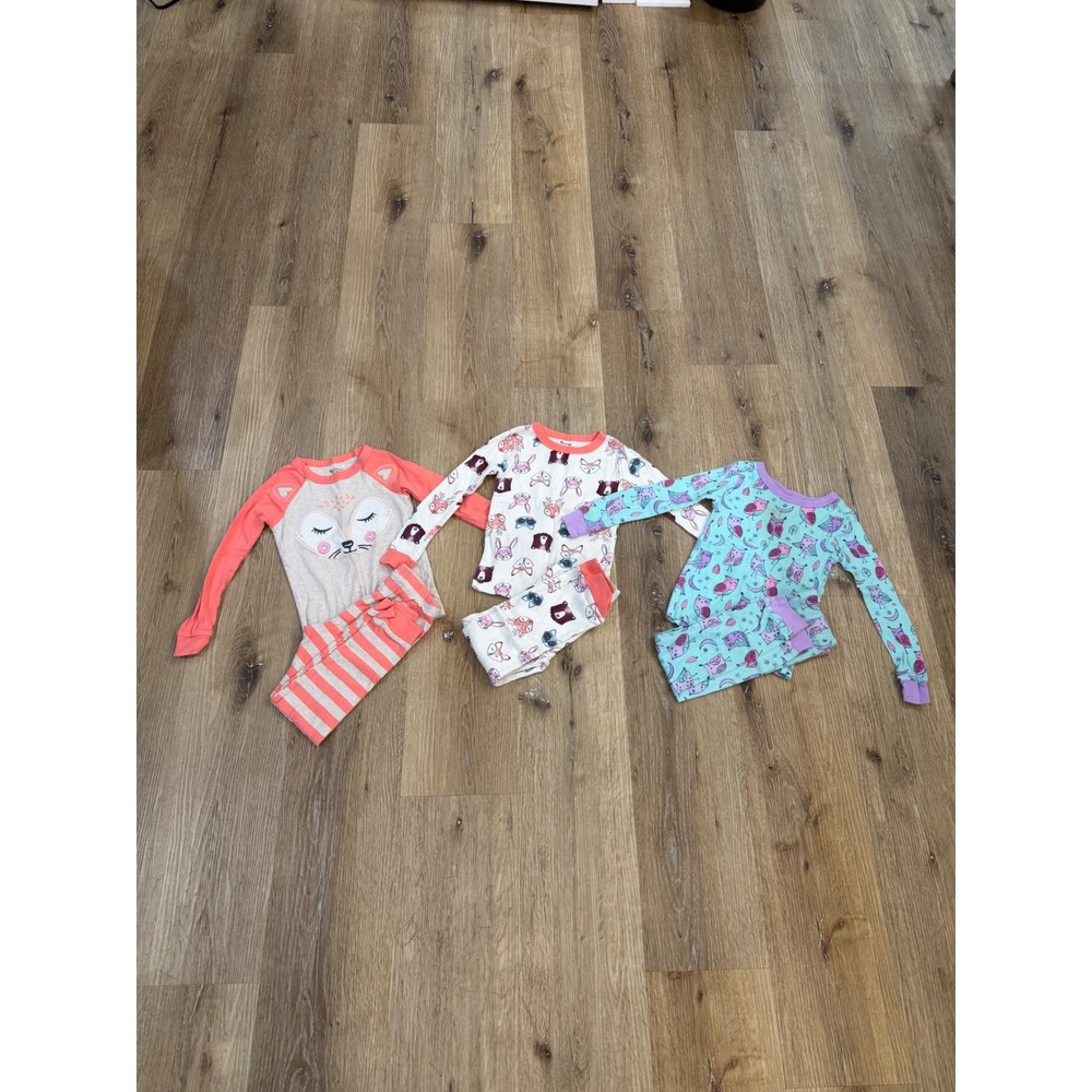 Member's Mark Girls 4T Pajamas 3-Pack Fox Owl Woodland Cotton Long Sleeve Set